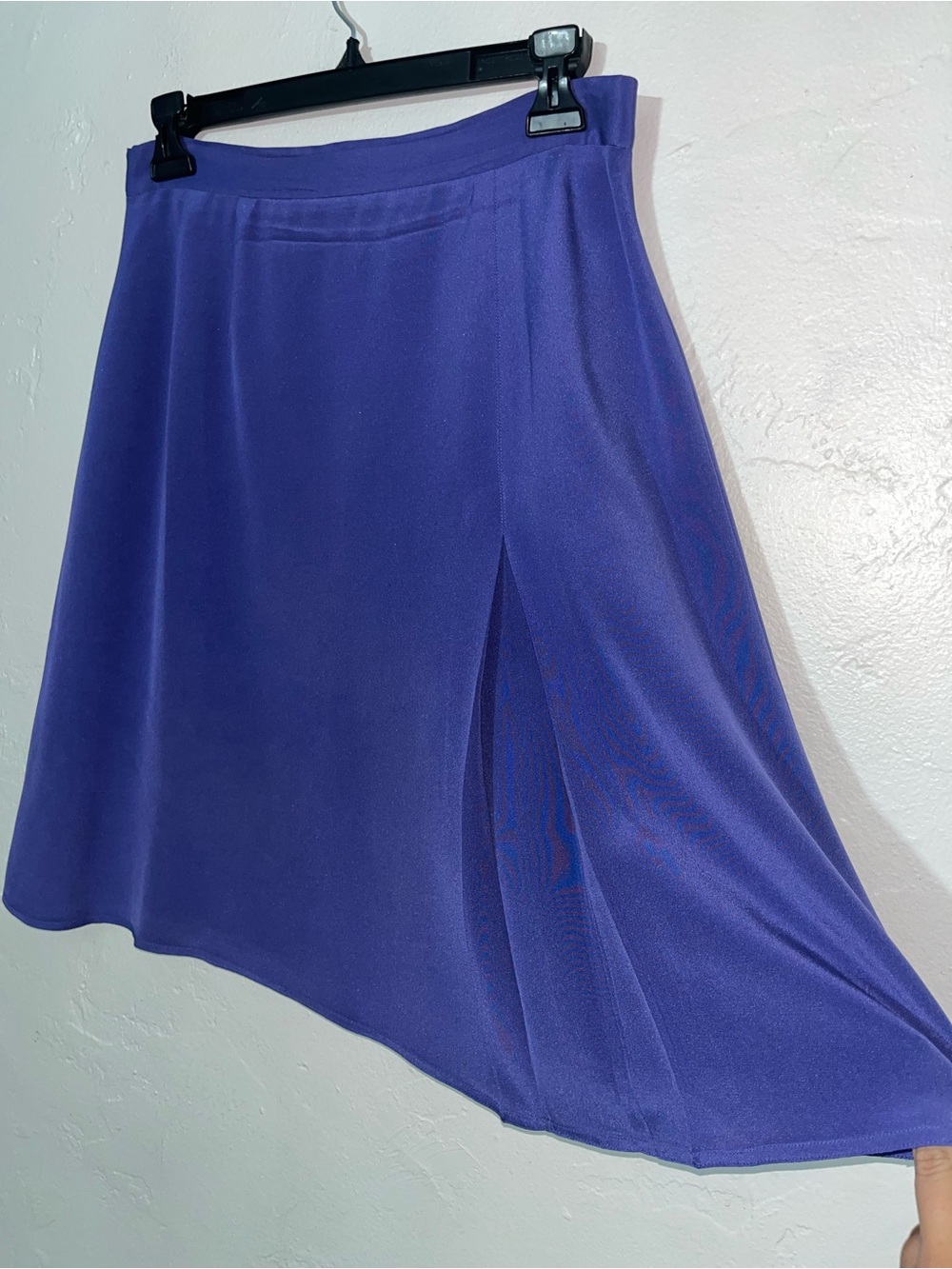 100% Silk Vintage DUE per DUE Vibrant Purple Faux—Slit Mini Skirt 28-29 Waist